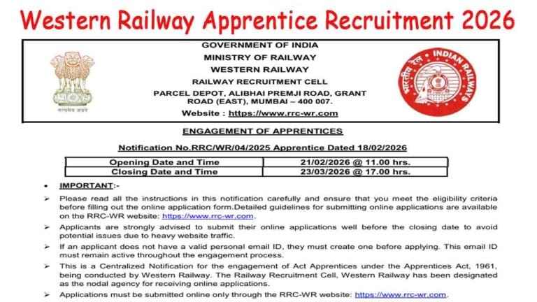 Western Railway Apprentice Recruitment 2026