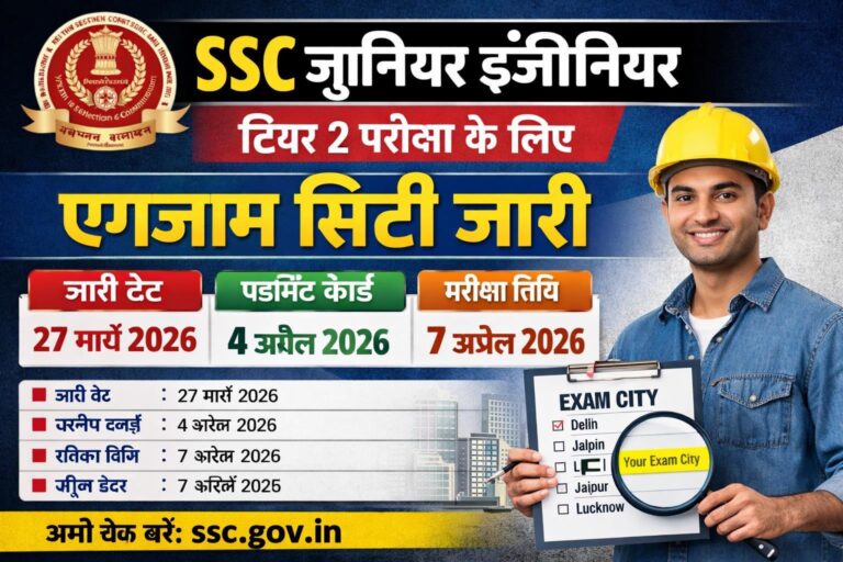 SSC JE Tier II Exam City 2026