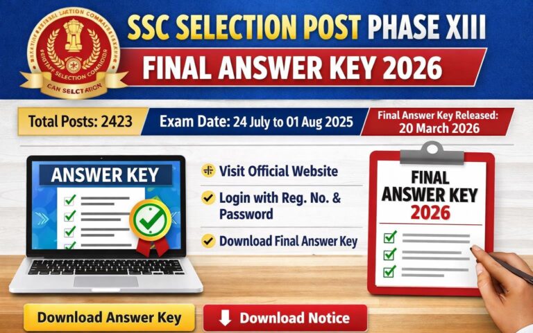 SSC Selection Post Phase XIII Final Answer Key 2026