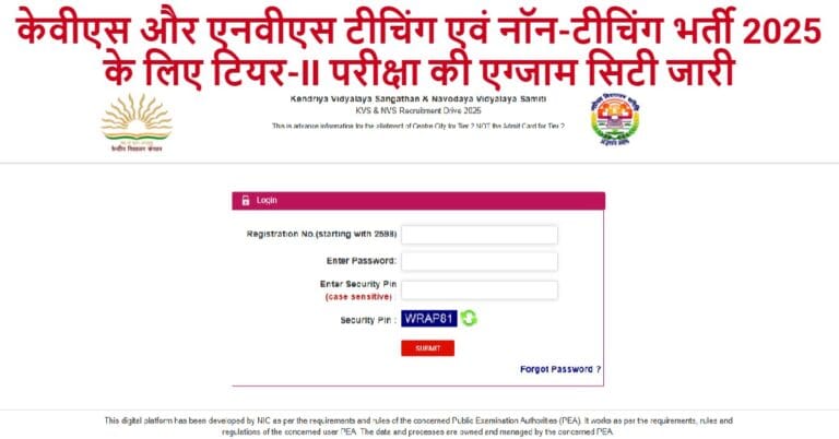 KVS NVS Tier II Exam City 2026