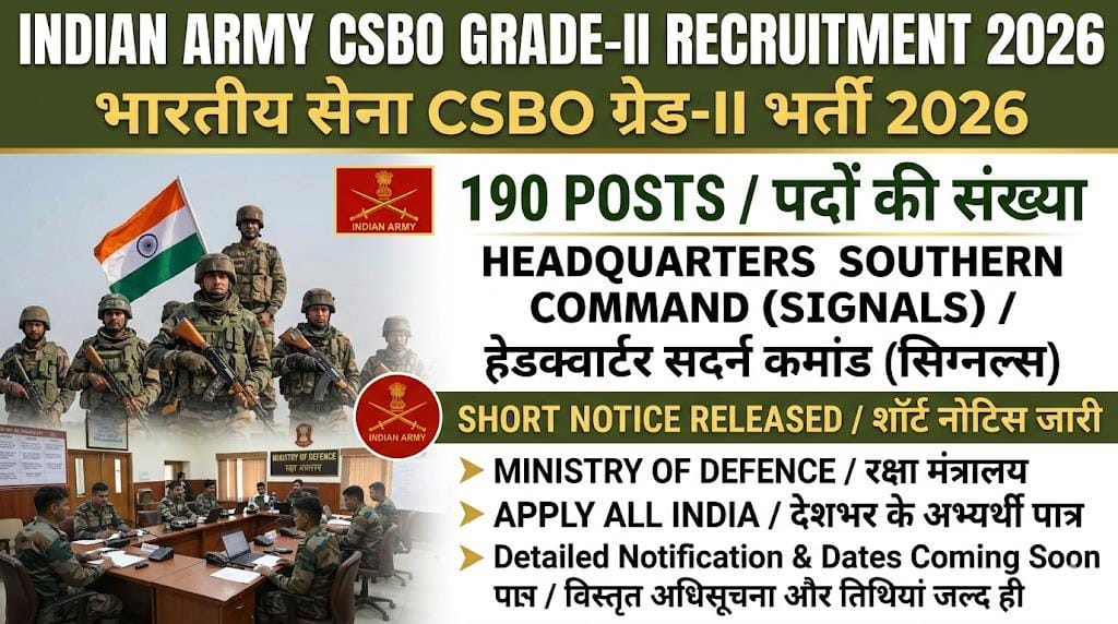 Indian Army CSBO Grade 2 Recruitment 2026