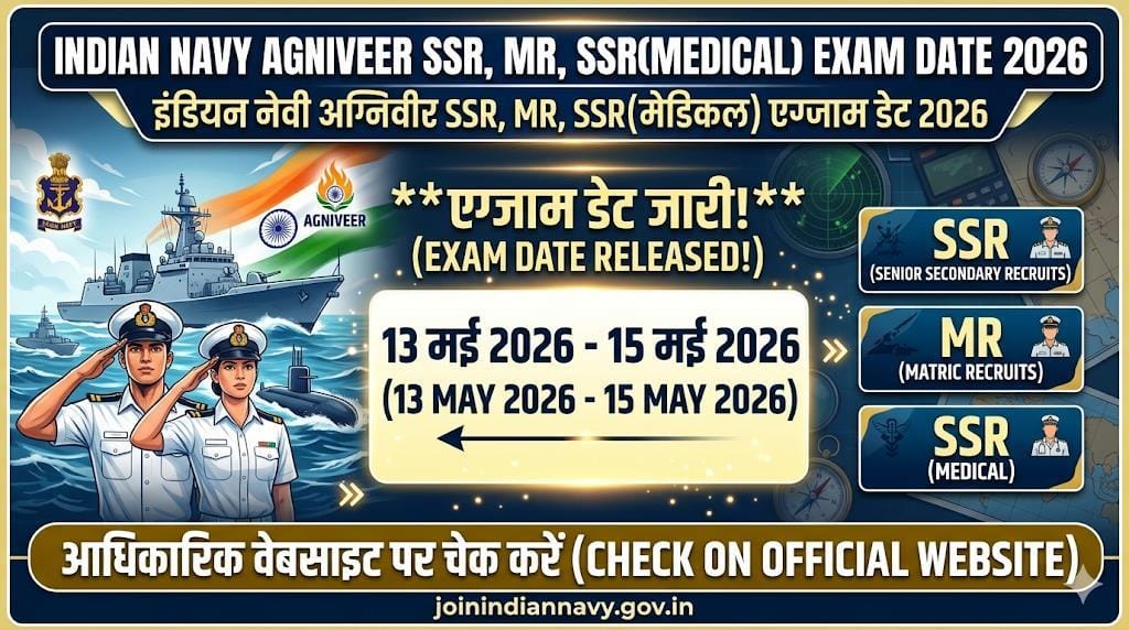 Indian Navy Agniveer SSR MR Exam Date 2026