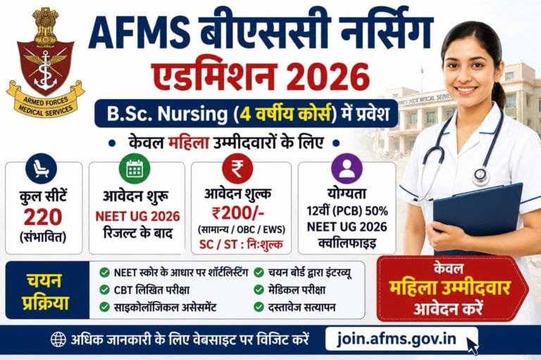 AFMS BSc Nursing Admission 2026