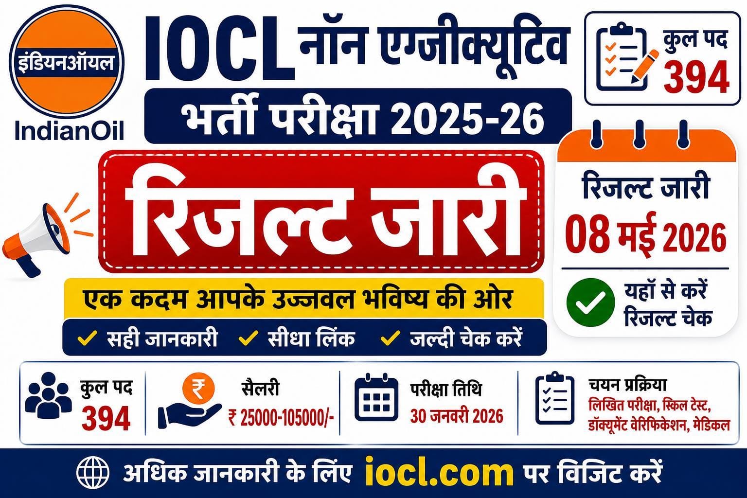 IOCL Non Executive Result 2026