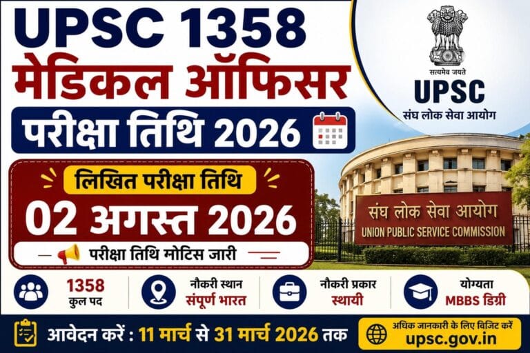 UPSC Medical Officer Exam Date 2026