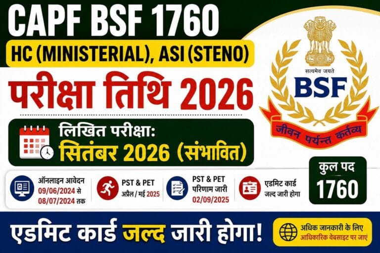 CAPF HC Ministerial ASI Steno Exam Date 2026