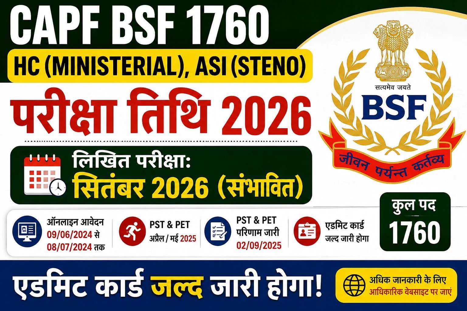 CAPF HC Ministerial ASI Steno Exam Date 2026