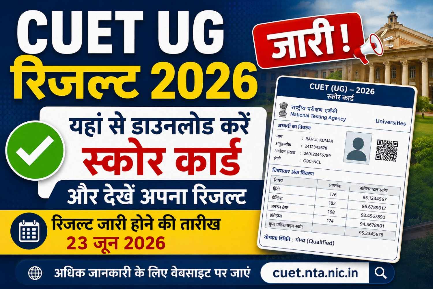 CUET UG Result 2026