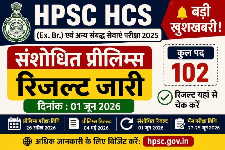 HPSC HCS Revised Prelims Exam Result 2026