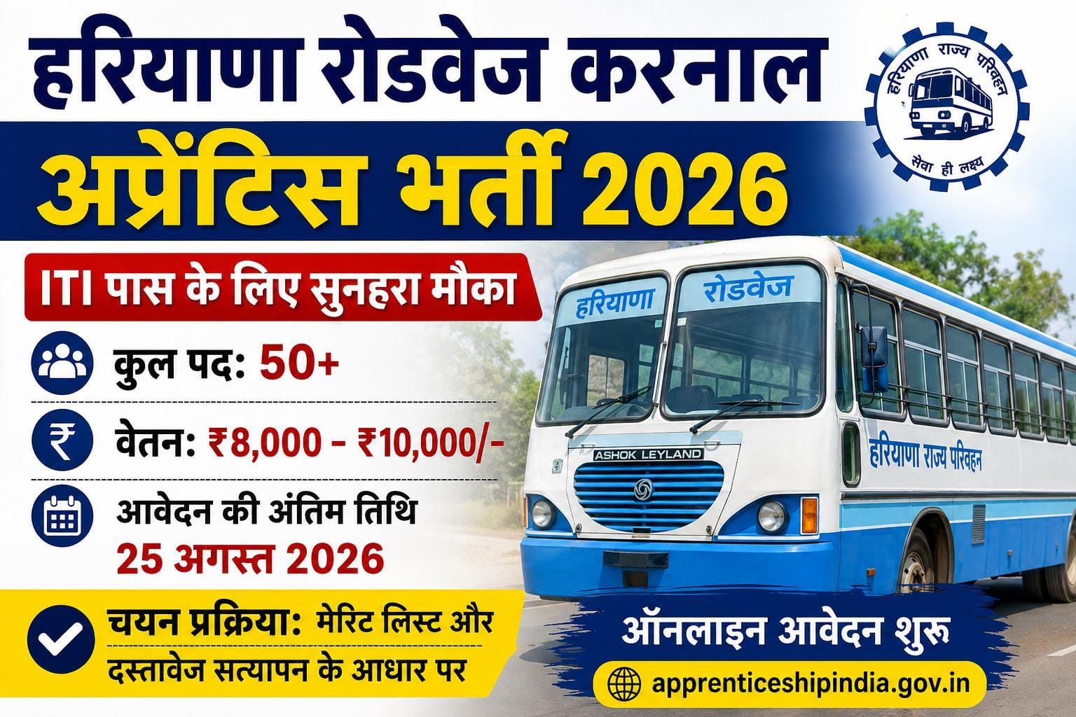 Haryana Roadways Apprentice Recruitment 2026