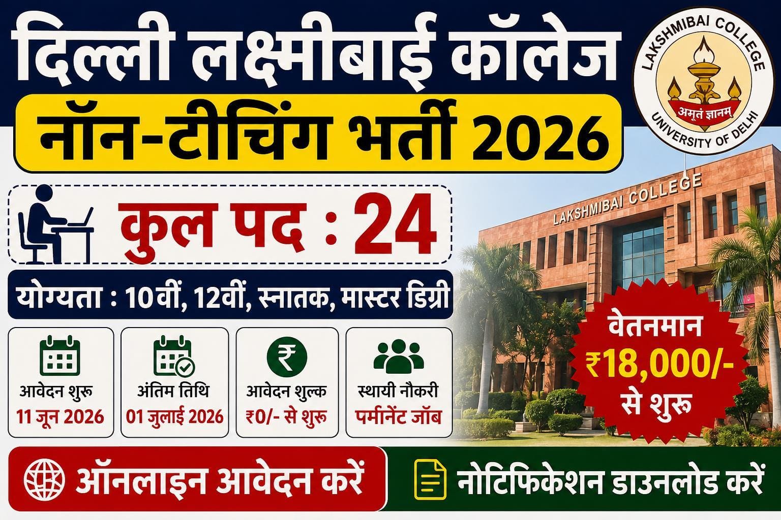 Lakshmibai College Non Teaching Recruitment 2026
