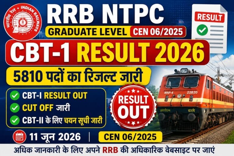 RRB NTPC Graduate Level Result 2026