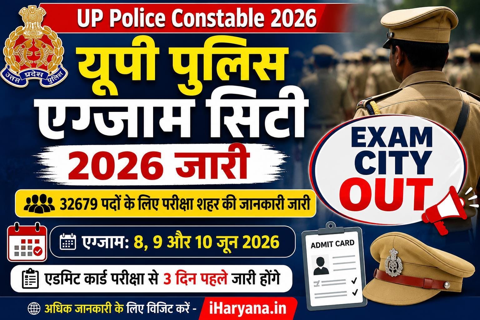 UP Police Constable Exam City 2026