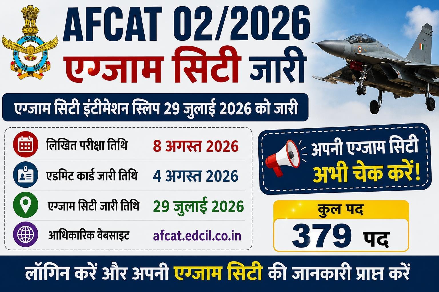 AFCAT 02/2026 Exam City