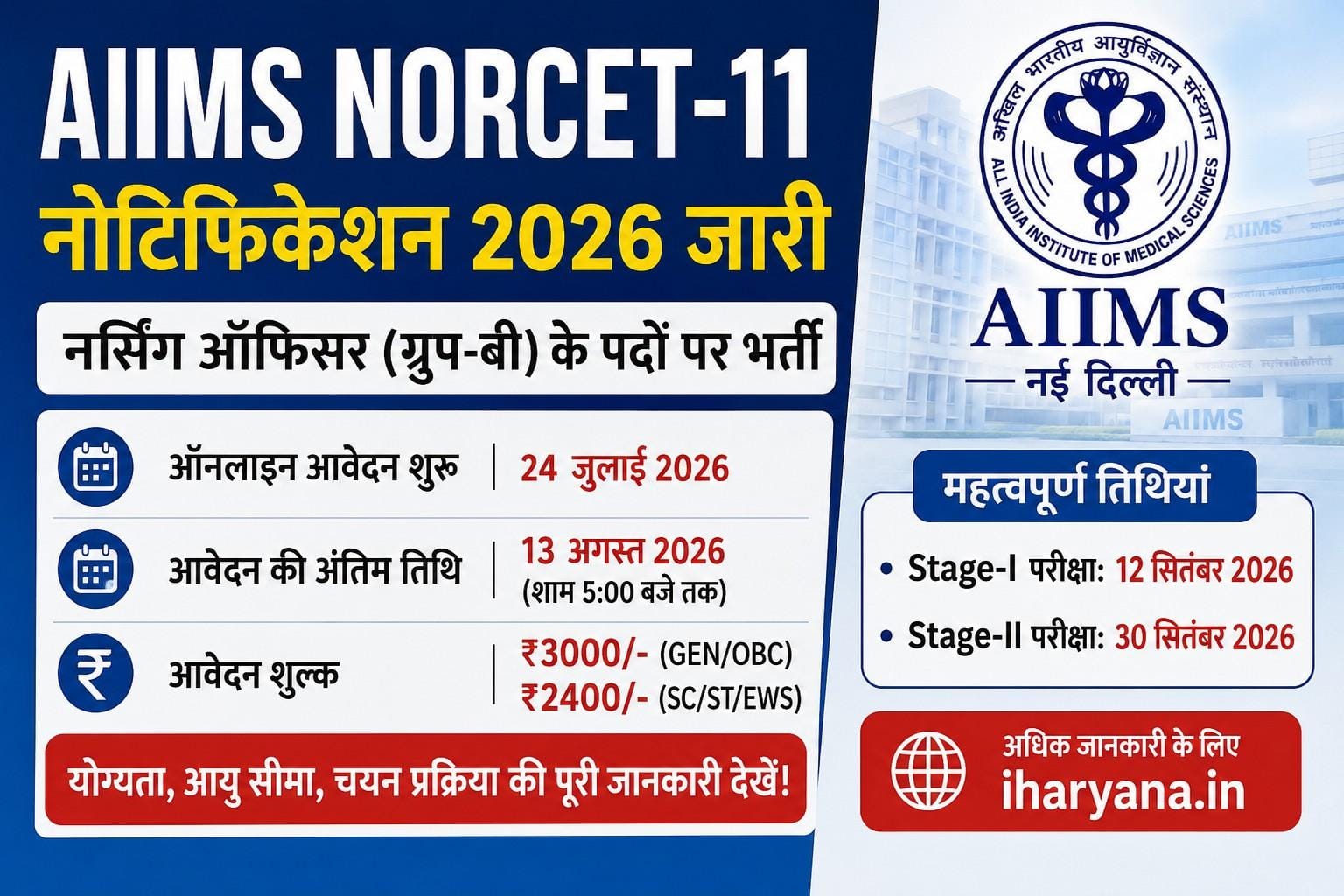 AIIMS NORCET 11 Notification 2026