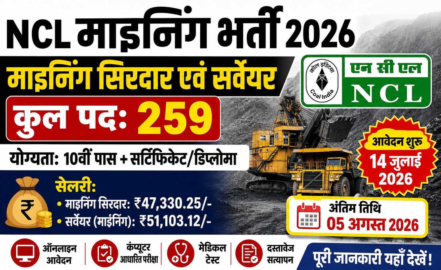NCL Mining Sirdar Surveyor Recruitment 2026