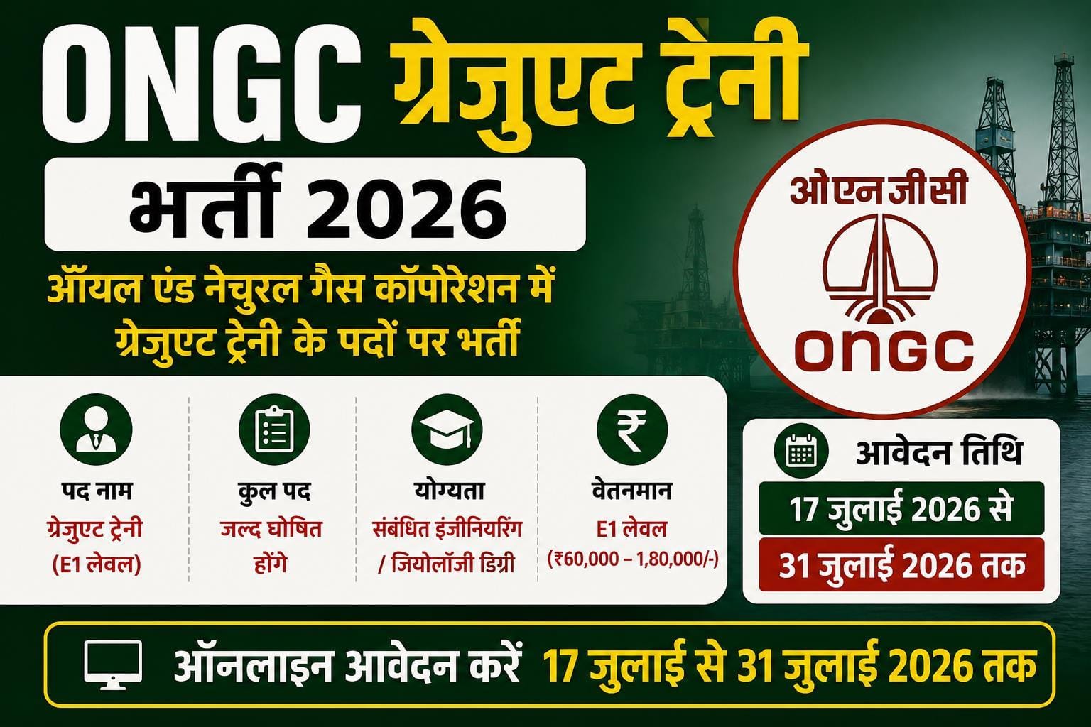 ONGC Graduate Trainee Recruitment 2026