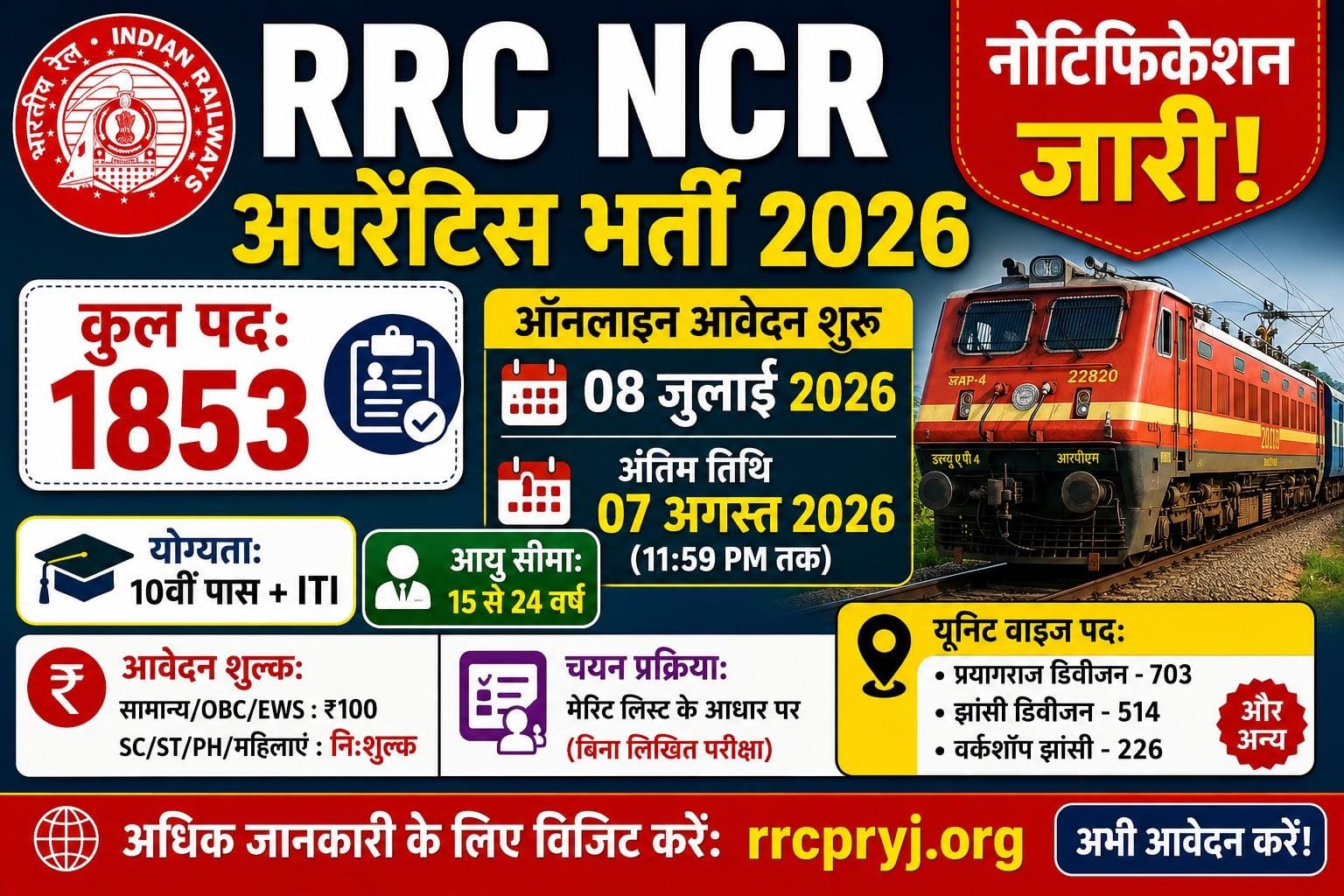 RRC NCR Apprentice Recruitment 2026