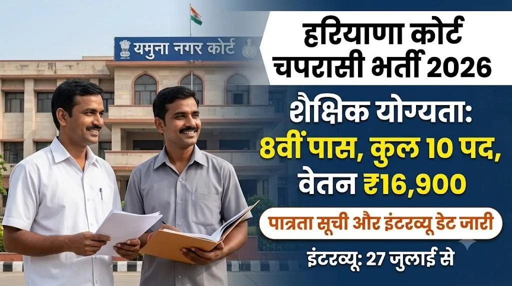 Yamuna Nagar Court Peon Interview Date 2026