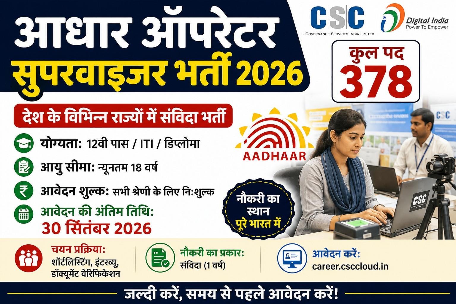 Aadhaar Operator Supervisor Recruitment 2026
