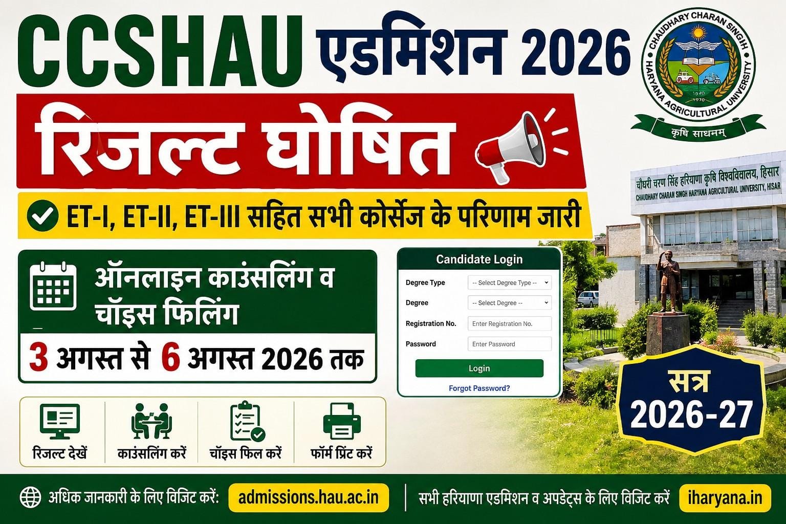 CCSHAU Admission 2026 Result