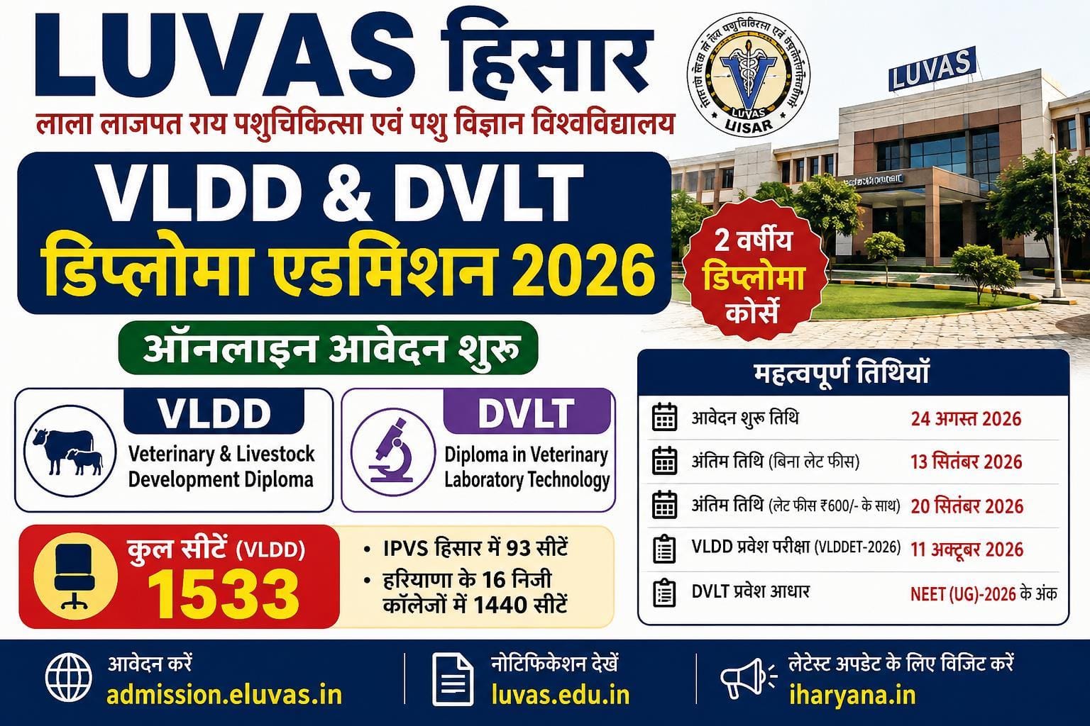 LUVAS VLDD DVLT Diploma Admission 2026
