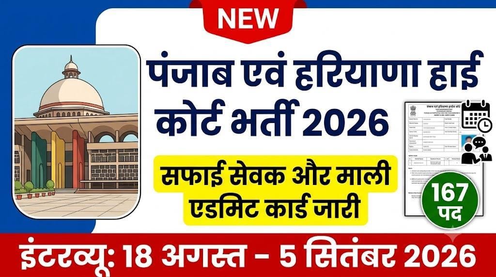 Punjab and Haryana High Court Safai Sewak and Mali Admit Card 2026