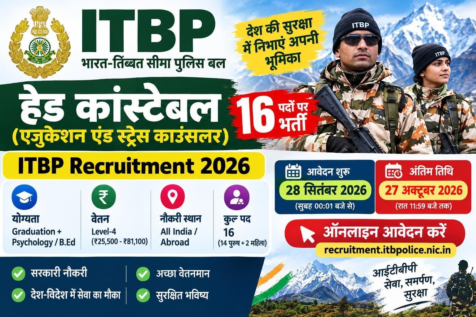 ITBP Head Constable Recruitment 2026