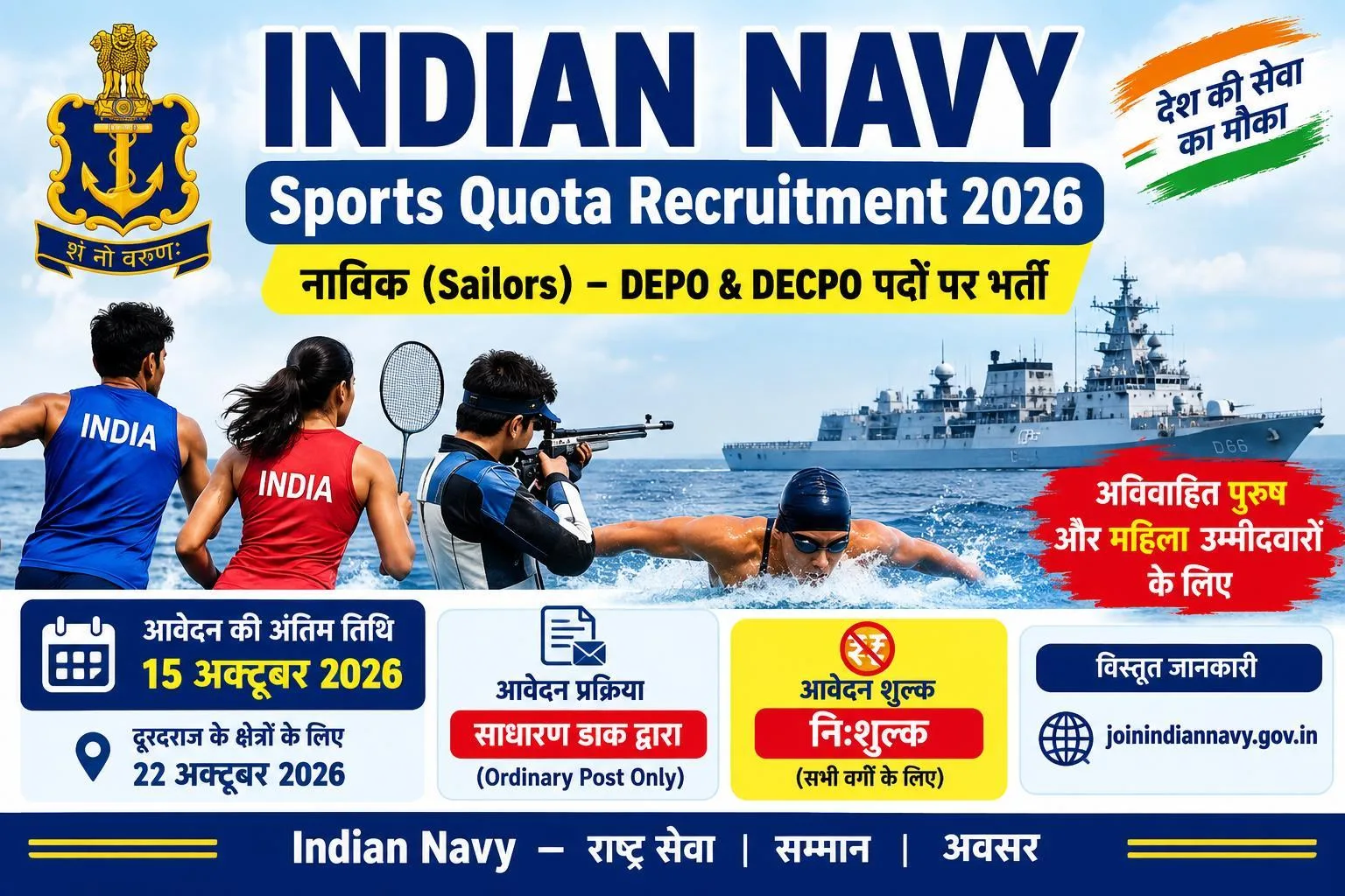 Indian Navy Sports Quota Recruitment 2026