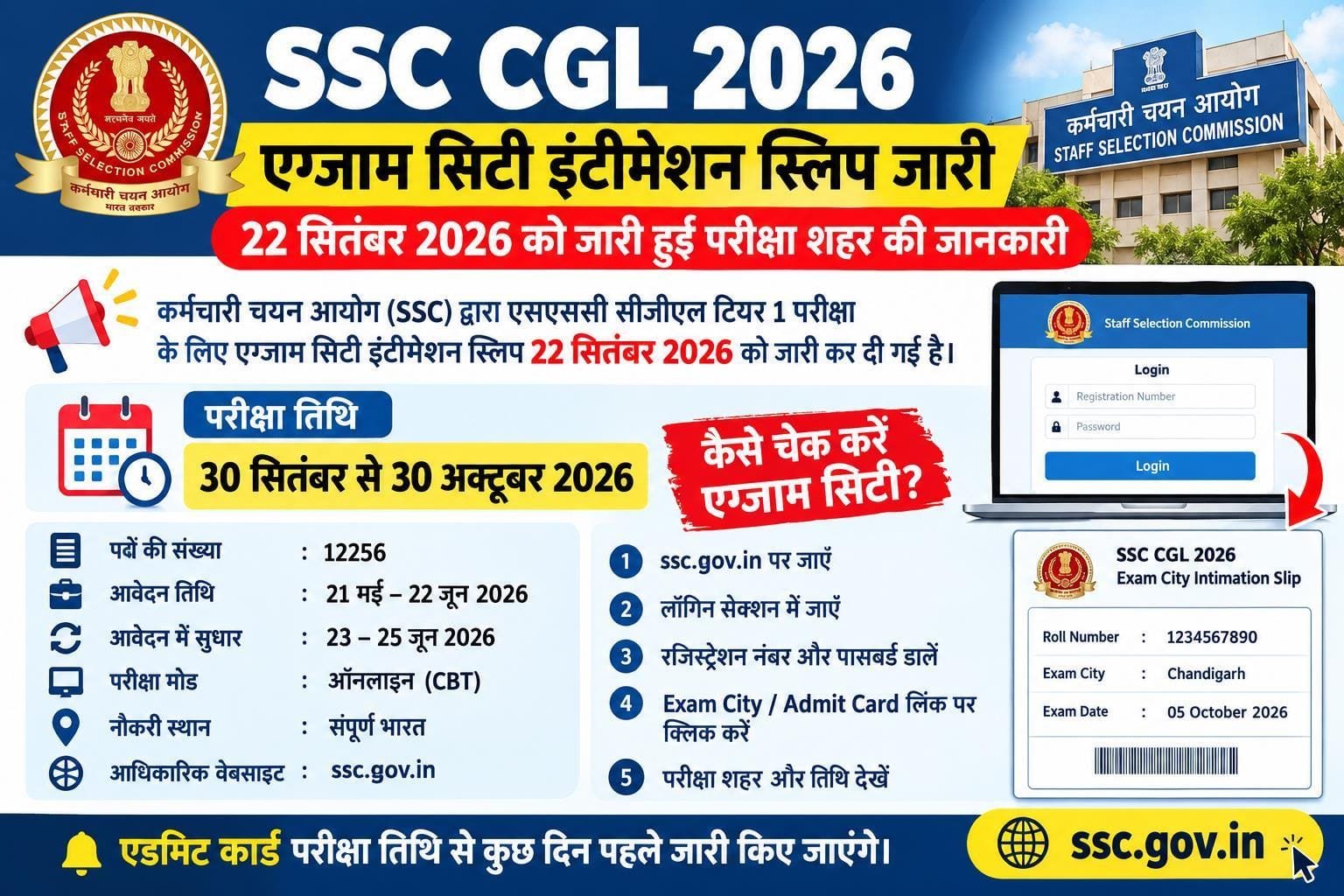 SSC CGL Exam City 2026