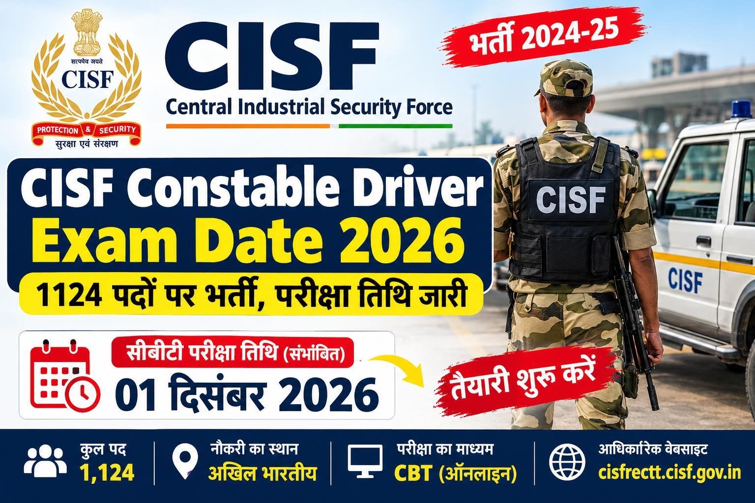 CISF Constable Driver Exam Date 2026