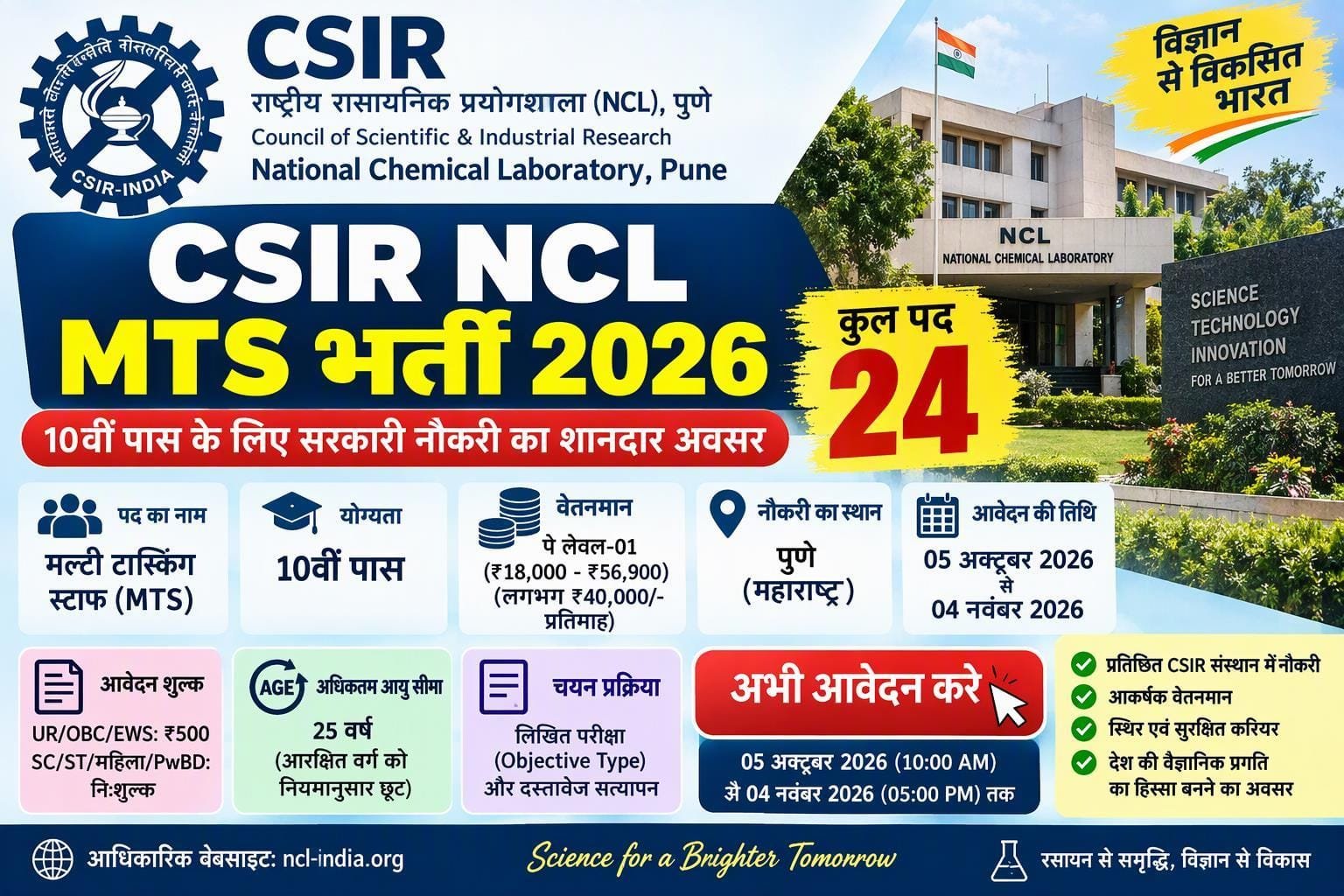 CSIR NCL MTS Recruitment 2026