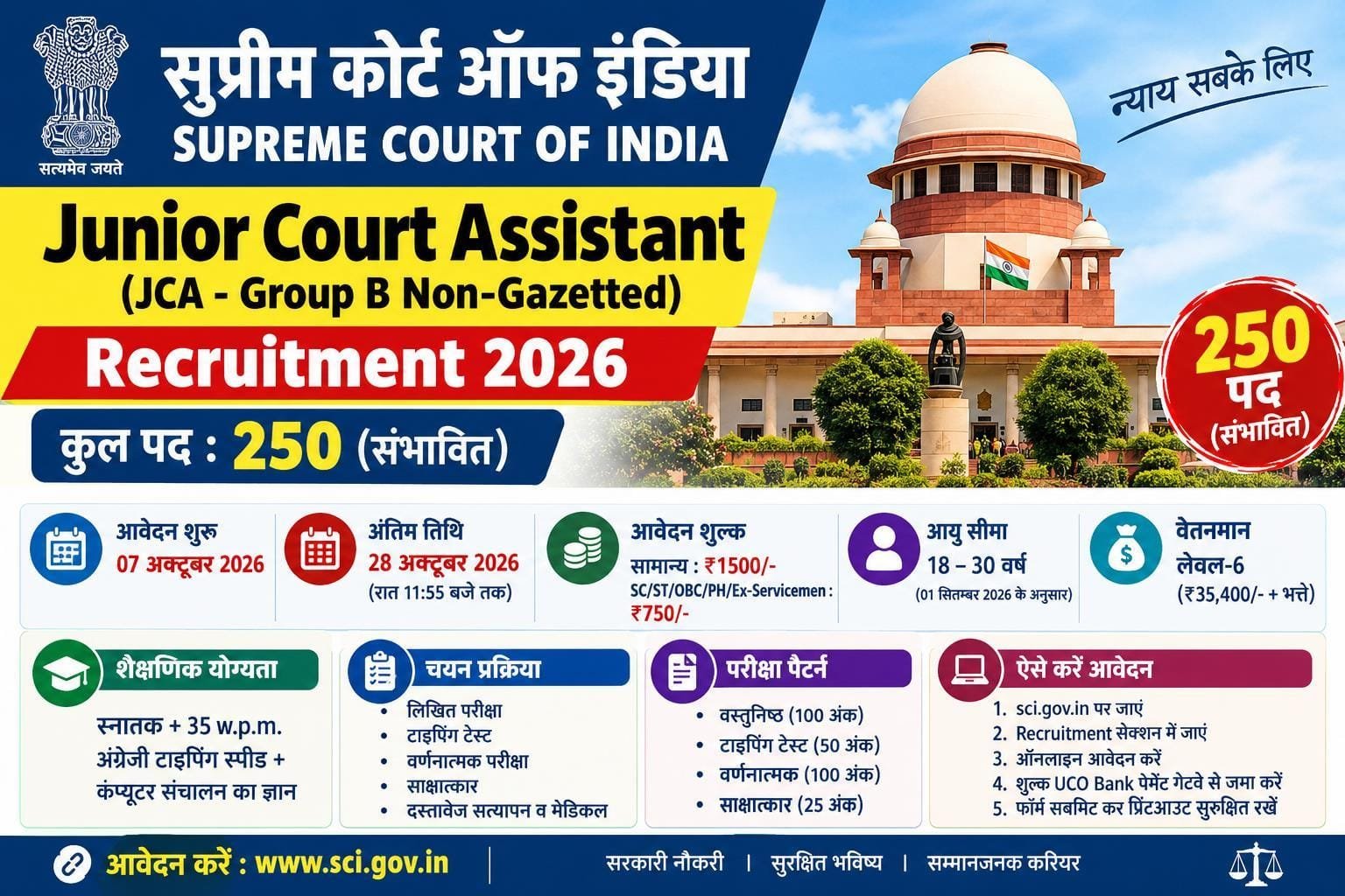 Supreme Court Junior Court Assistant Recruitment 2026